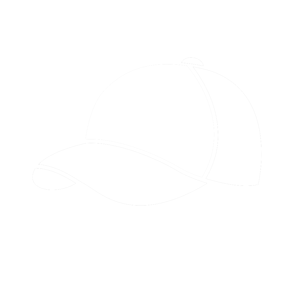 Outline drawing of a baseball cap.