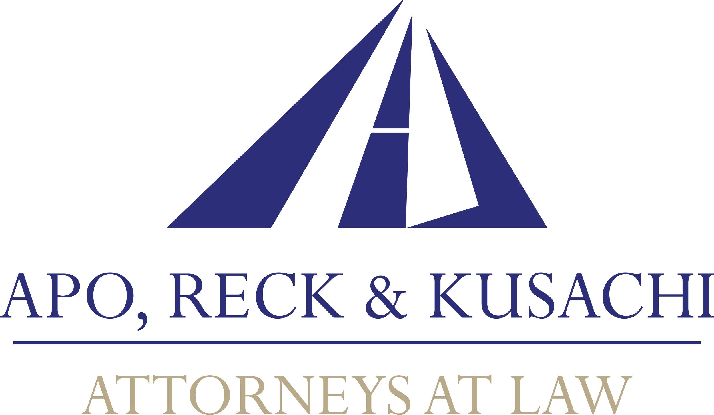 Logo for Apo, Reck & Kusch, an attorneys at law, featuring a stylized blue letter 'A' and the company name.
