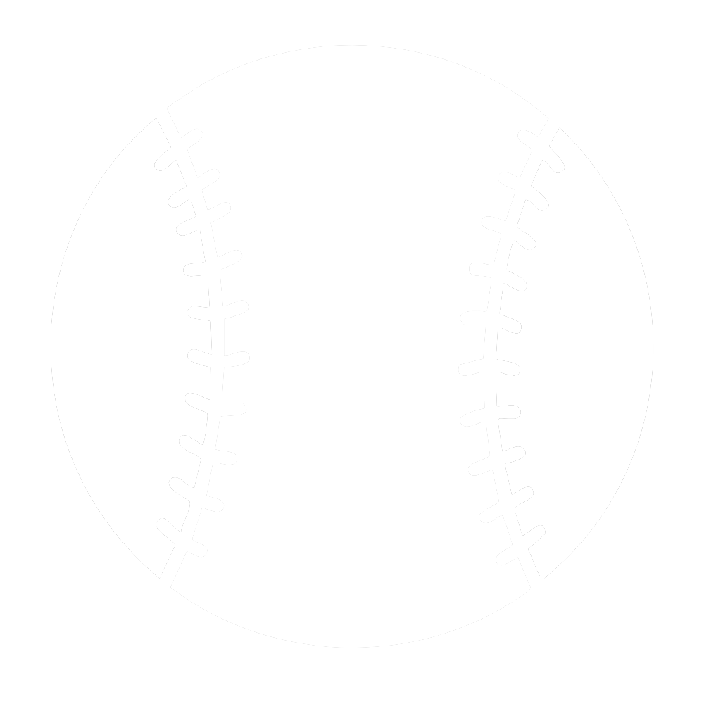 A black and white illustration of a baseball with visible stitching.