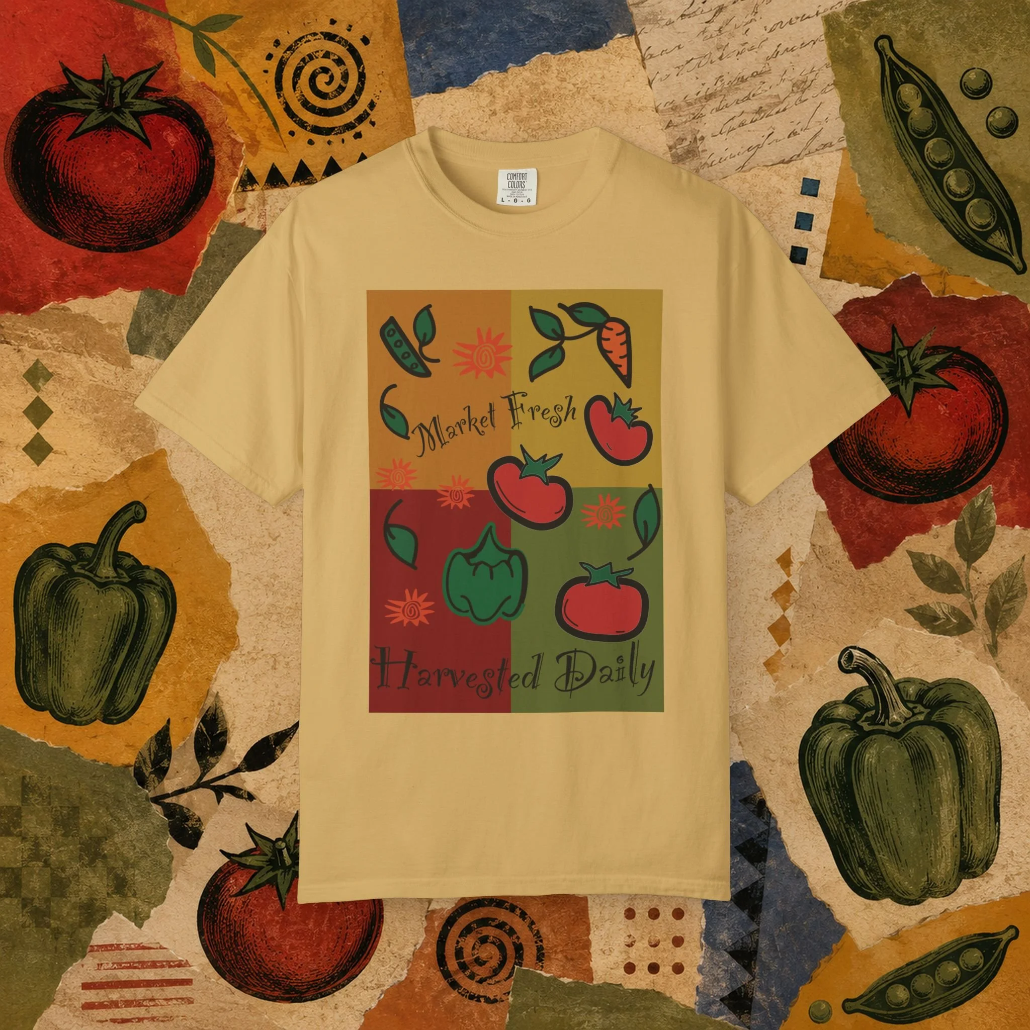 Vintage Vegetable Garden Shirt - 90s Coffeehouse Botanical Shirt
