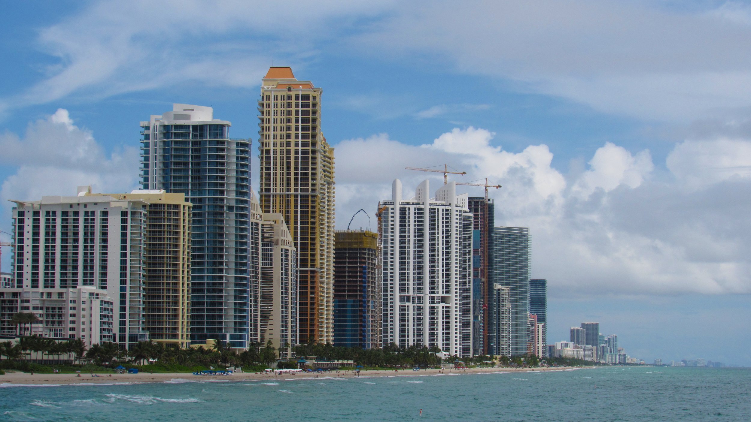 The Sunny Isles Beach skyline looking north from the Newport Fishing Pier.