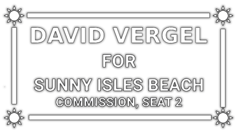 Simple logo for David Vergel for Sunny Isles Beach Commission, Seat 2.