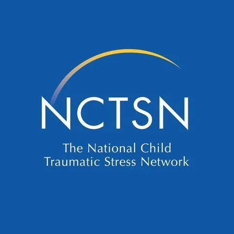 Logo of the National Child Traumatic Stress Network with blue background and text.