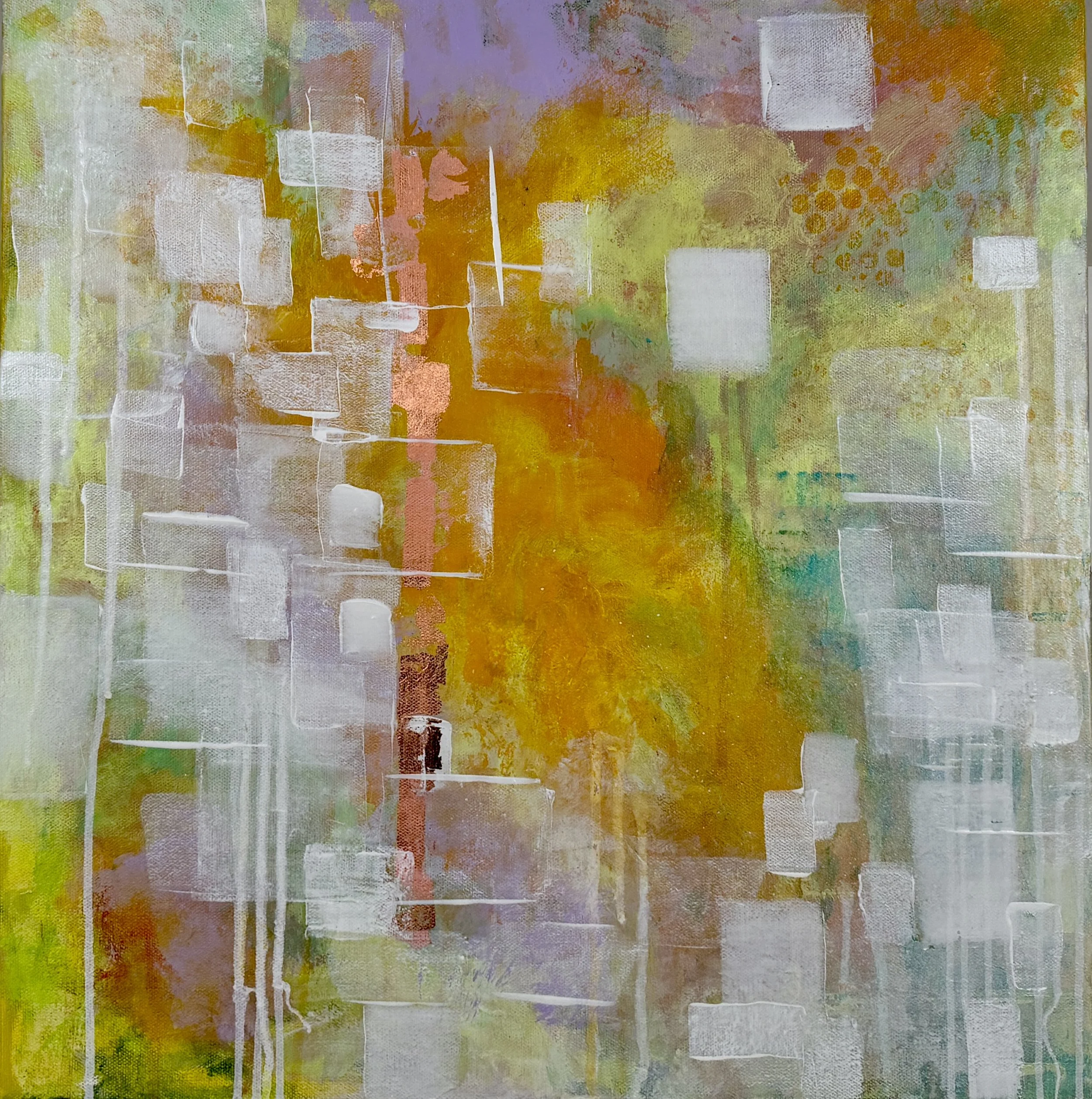Autumnal Equinox 
20"x 20" Acrylic and Copper Leaf $250
