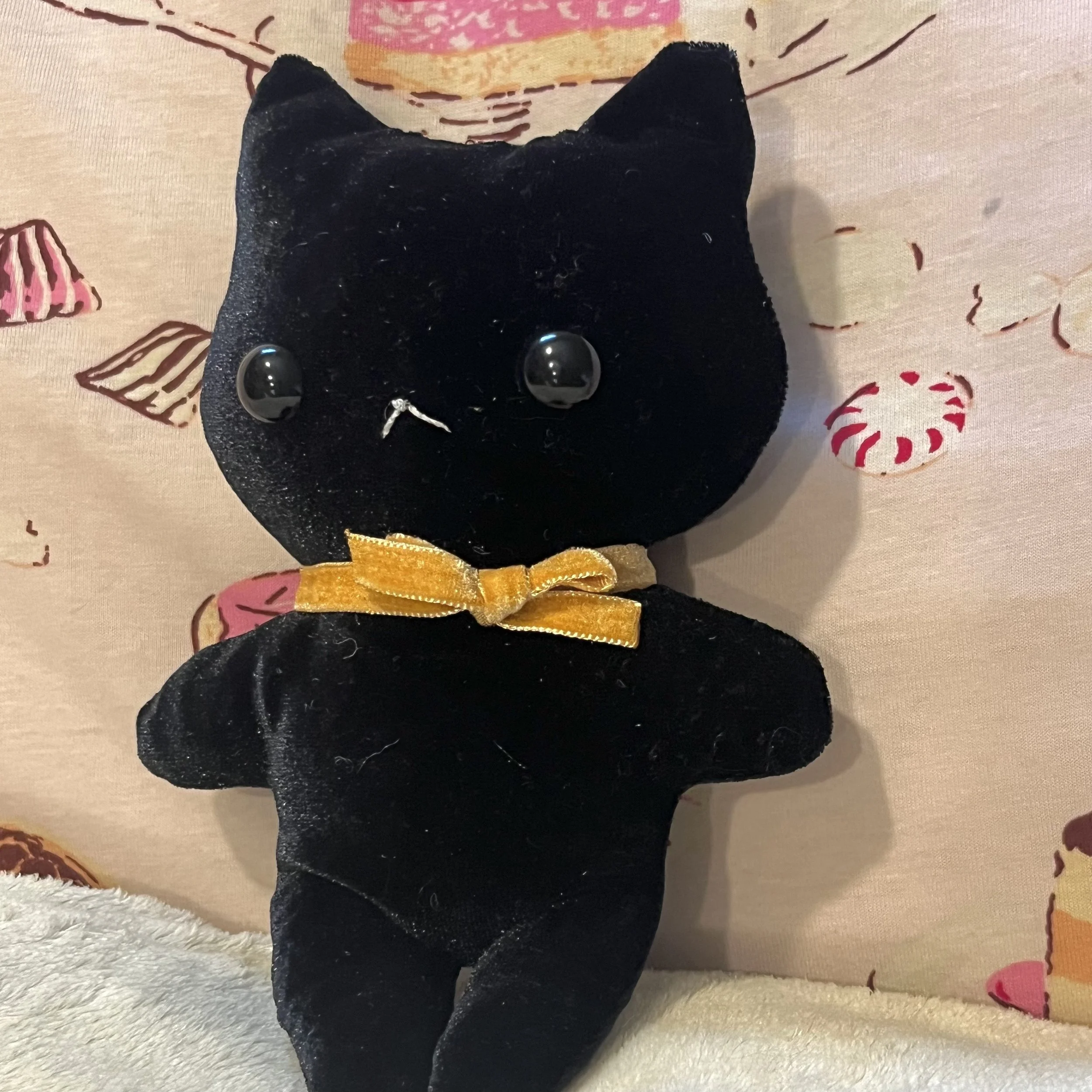 Black Cat Plushie (yellow ribbon)