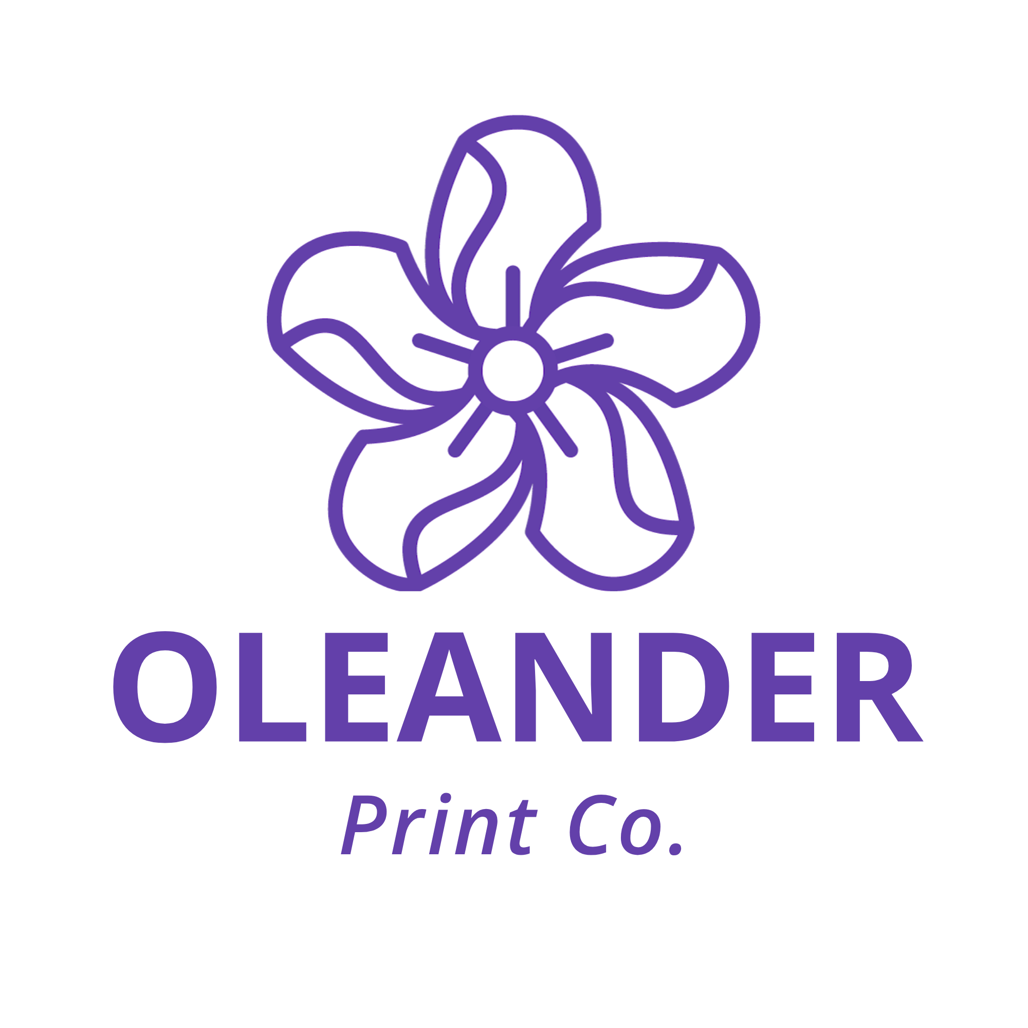 Logo of Oceanide Print Co., featuring a stylized orchid flower in purple with the company name below.