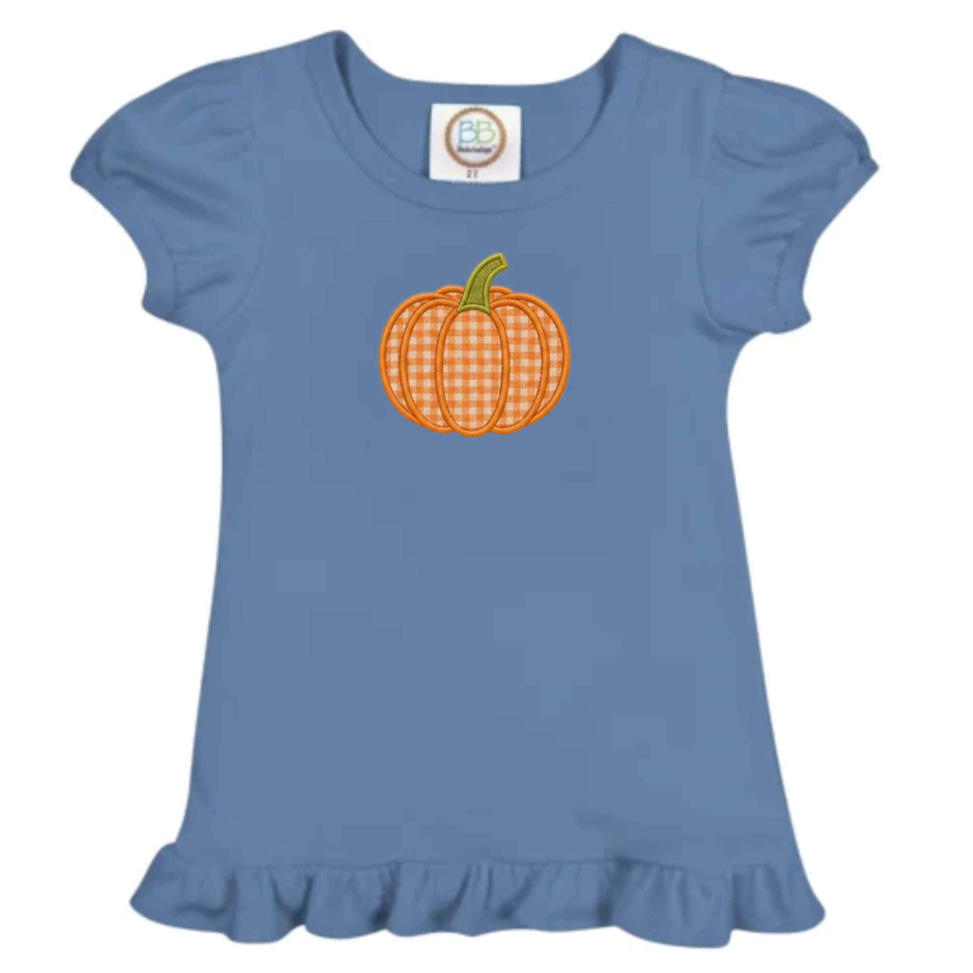 Embroidered Pumpkin Ruffle Top