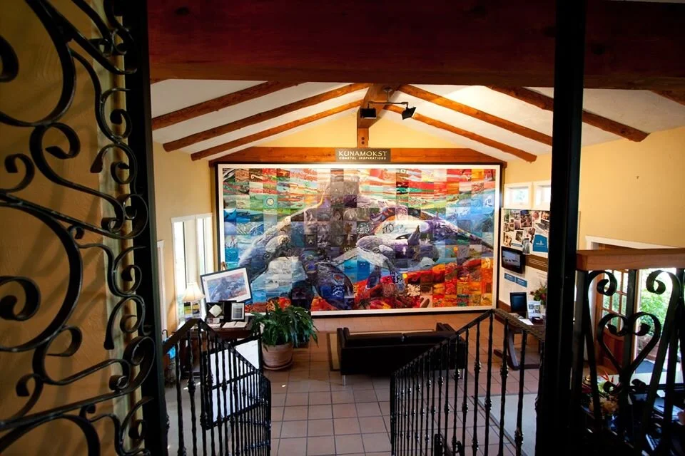Mural in its permanent home at Galiano Inn &amp; Spa on Vancouver Island, British Columbia.