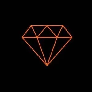A glowing orange outline of a diamond shape on a black background.