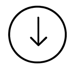 Black outline down arrow inside a circle