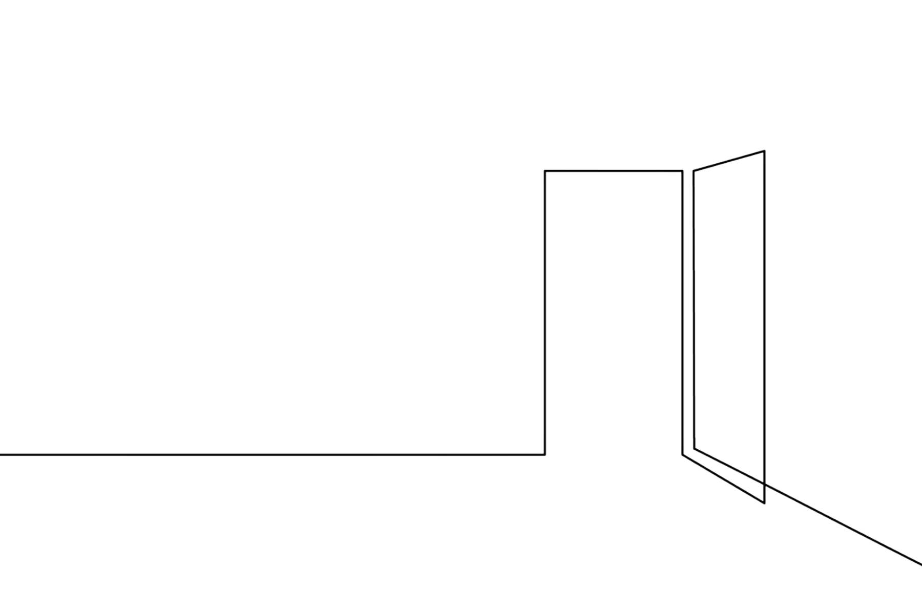 A single line drawing of a threshold with a doorway.