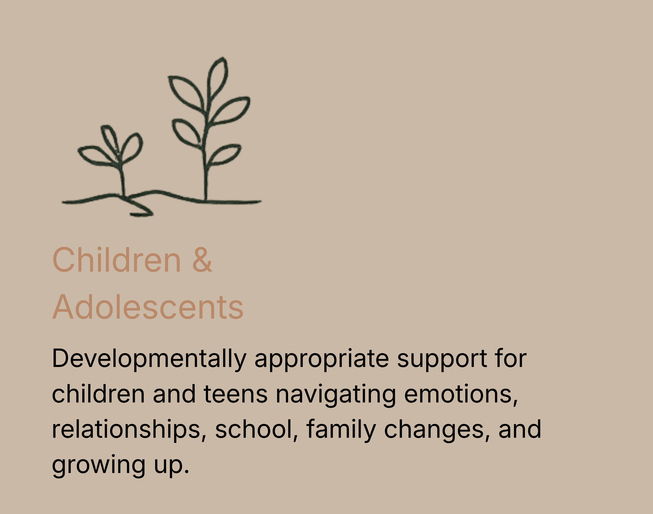 Two simple black line drawings of plants or small trees with multiple leaves, set against a beige background.