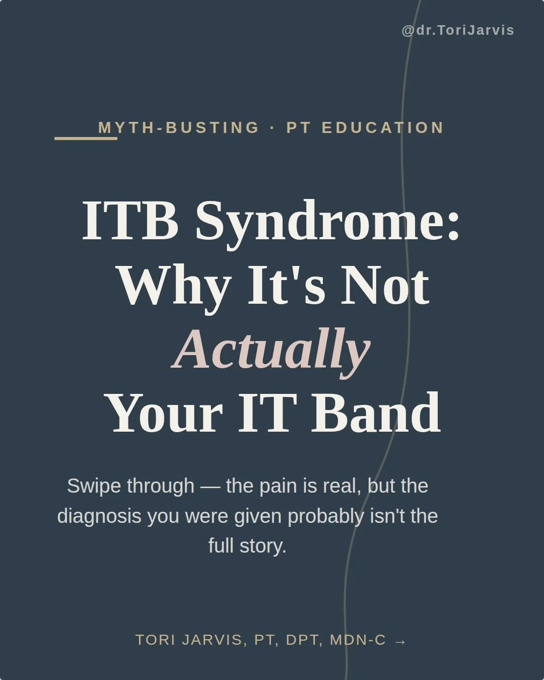 🚨 Your IT band is not the problem. 🦵

&ldquo;Foam roll it out&rdquo; is the classic advice for lateral knee pain &mdash; but the ITB is dense connective tissue. It doesn&rsquo;t lengthen or release like a muscle.

What&rsquo;s really going on: weak