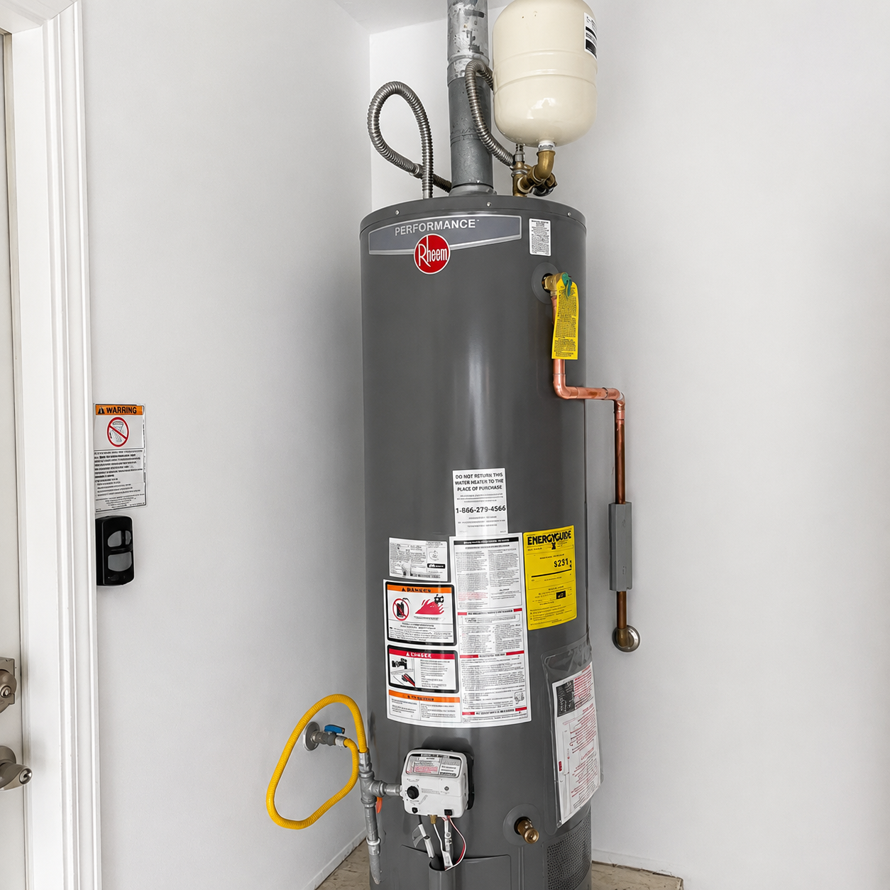 Gas water heater inspected for repair or replacement by Shoreline Plumbing Solutions in Pensacola, Florida