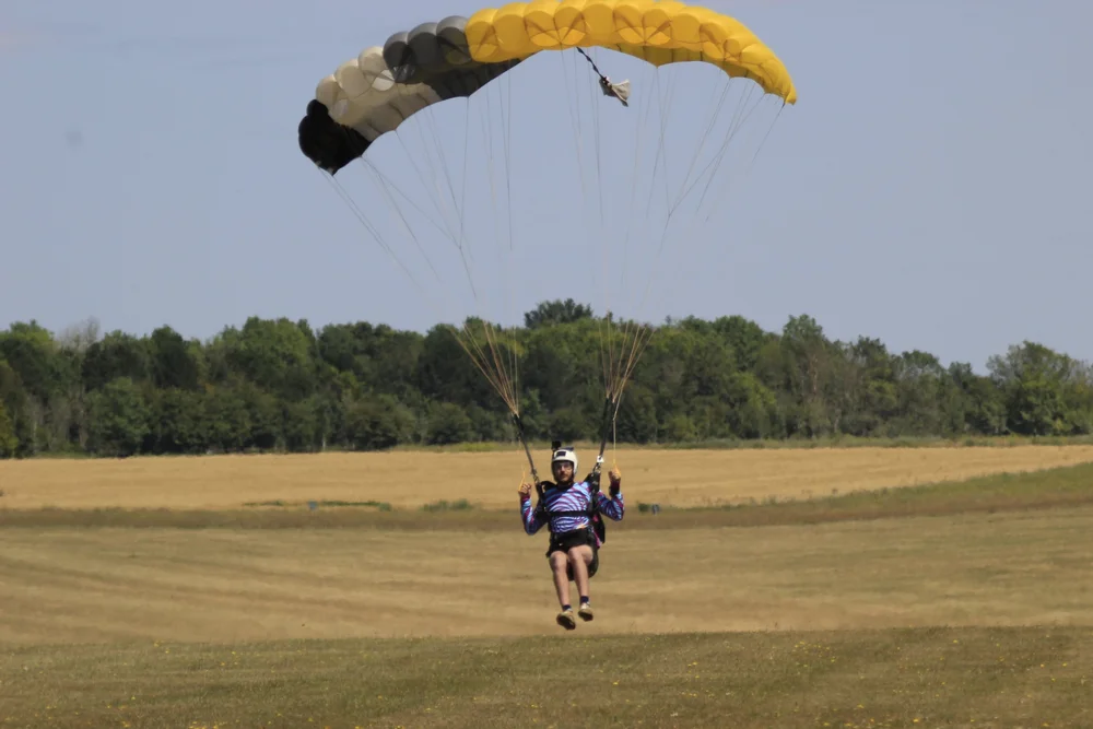 Skydiver landing at the drop zone