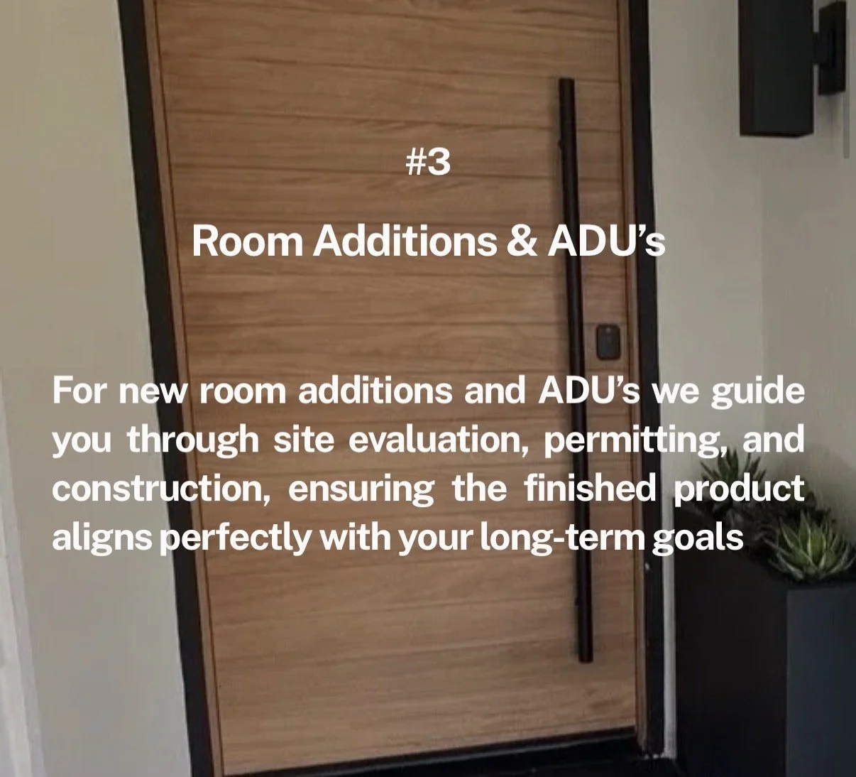 modern wood front door with modern handle. Masone construction Inc is a licensed and insured contractor in the Orange County Yorba Linda area and design-build