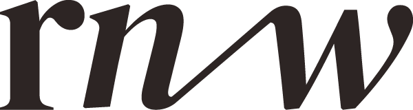 Black, stylized 'RNW'