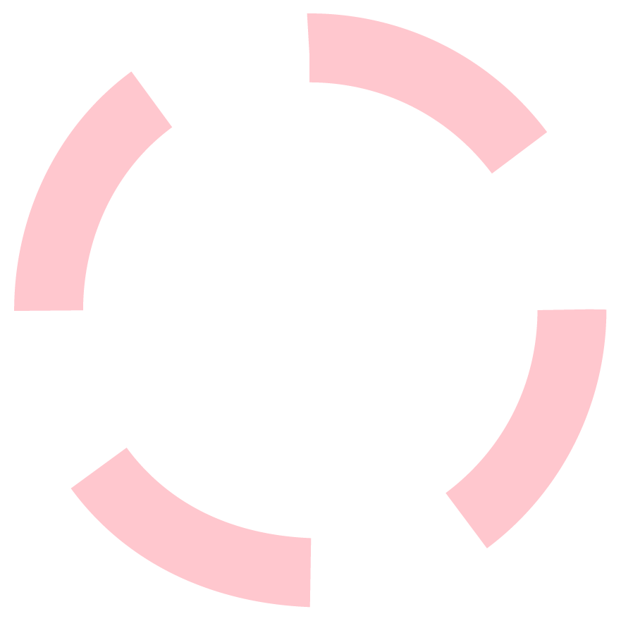 A Sol Sisters brand icon consisting of a light pink circle broken into four individual segments with a blank area in the middle.