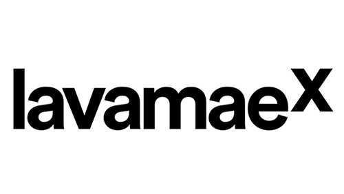 Black text logo reading 'lavamaeX' on a white background.