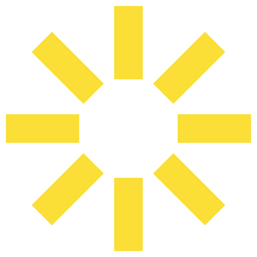 A Sol Sisters brand icon with eight yellow rectangles arranged around a blank circle, resembling a sunburst or hub-and-spoke pattern.