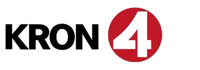 KRON 4 logo with black text and red circle