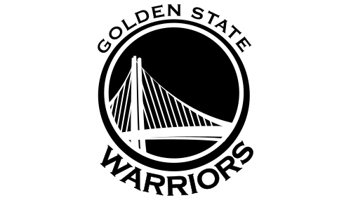 Golden State Warriors logo featuring a bridge graphic in black and white.