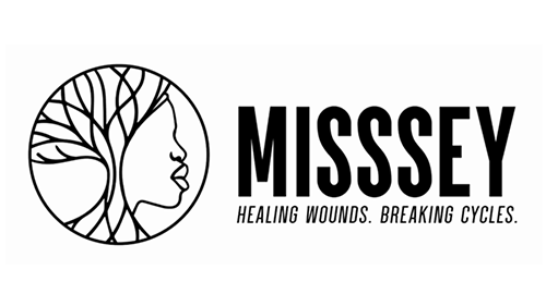 Misssey logo with a woman's profile and a tree forming her hair, accompanied by the text 'Misssey Healing Wounds. Breaking Cycles.'