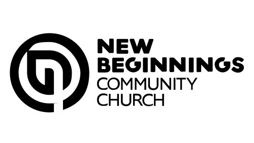 Logo for New Beginnings Community Church with a stylized icon and text.