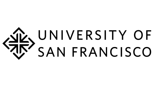 University of San Francisco logo with stylized cross symbol.