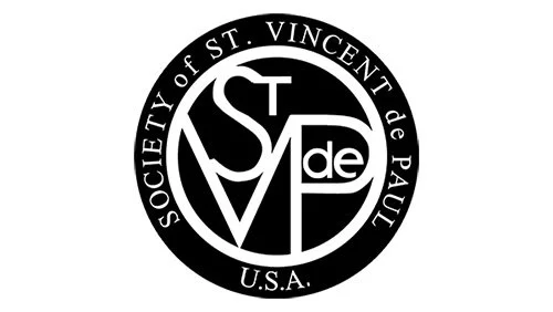 Logo of the Society of St. Vincent de Paul, USA, featuring a circular design with the organization's name and initials.
