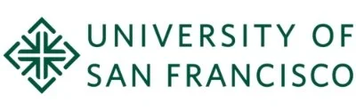 Logo of the University of San Francisco with a green emblem and text