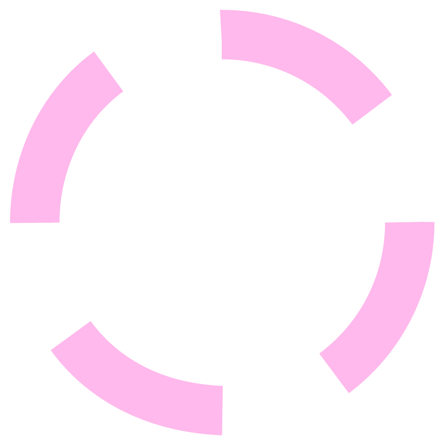 A Sol Sisters brand icon consisting of a pink circle broken into four individual segments with a blank area in the middle.