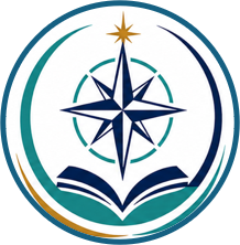 A graphic logo featuring a stylized compass rose, an open book, and a star, representing navigation and knowledge.