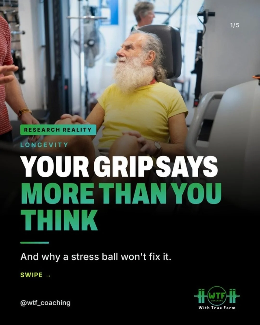 Grip strength is one of the simplest health markers there is, and one of the least talked about.

The PURE study followed 139,691 adults aged 35 to 70 across 17 countries for a median of 4 years. Every 5kg lower grip strength was linked to a 16% high