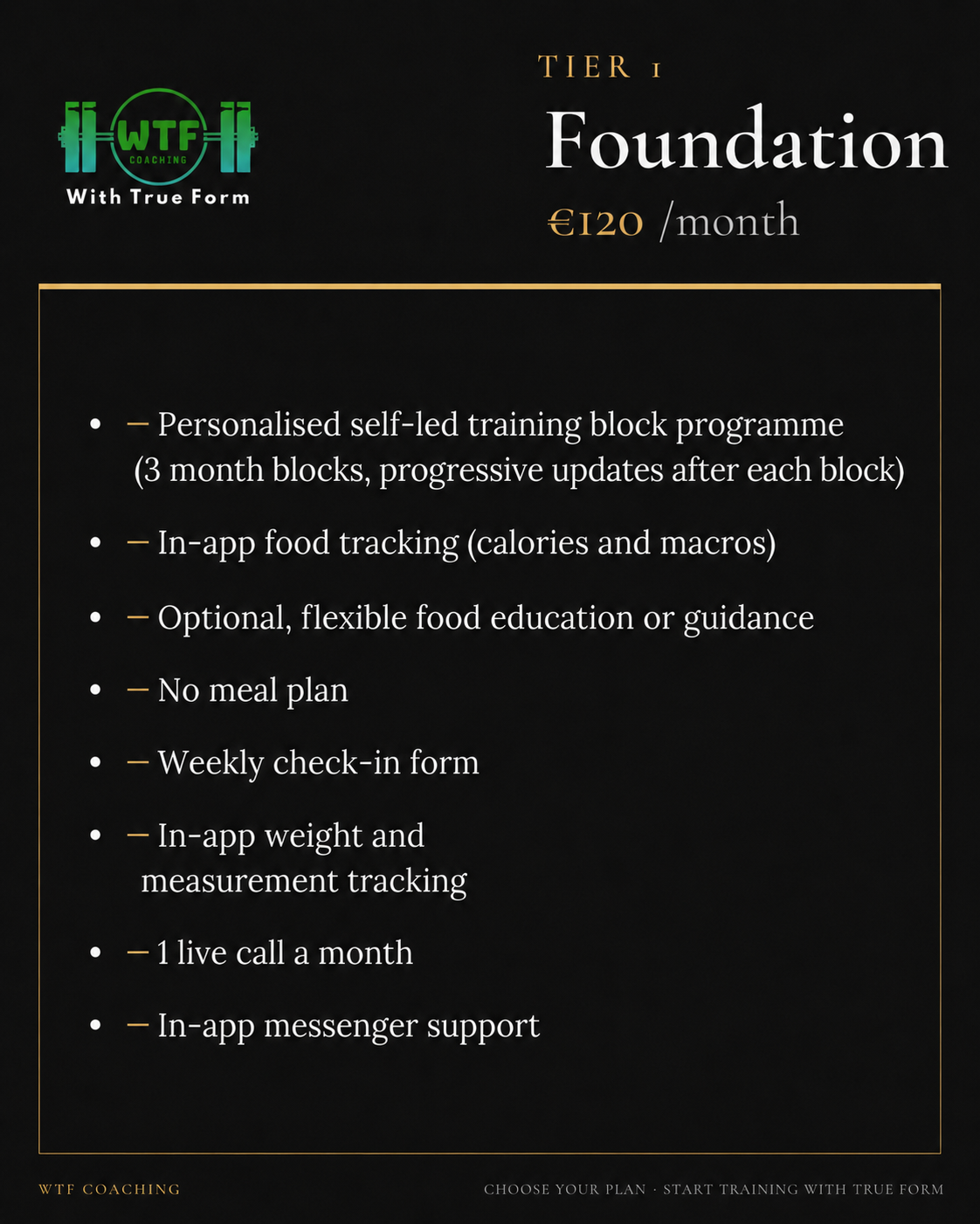 Foundation Subscription plan for coaching with WTF