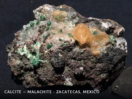 Calcite-Malachite - Zacatecas, Mexico.jpg