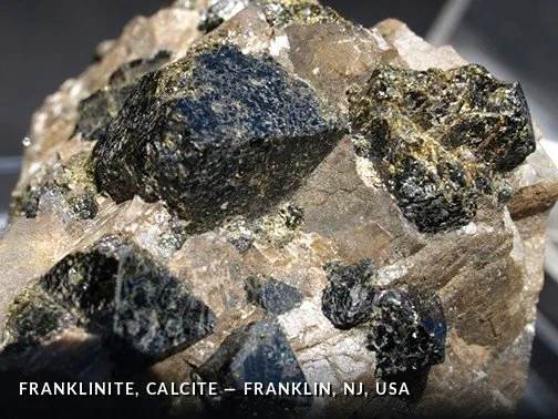 Franklinite, Calcite - Franklin, NJ, USA.jpg