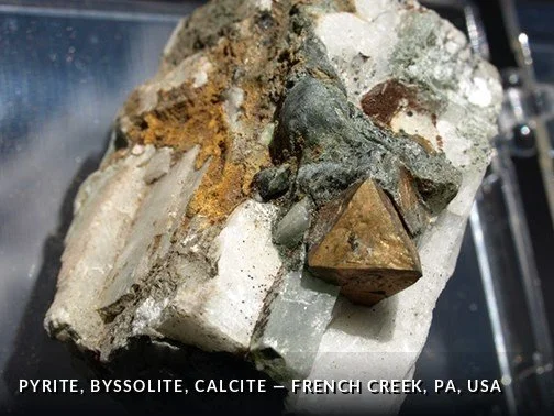 Pyrite, Byssolite, Calcite - FrenchCreek, PA, USA.jpg