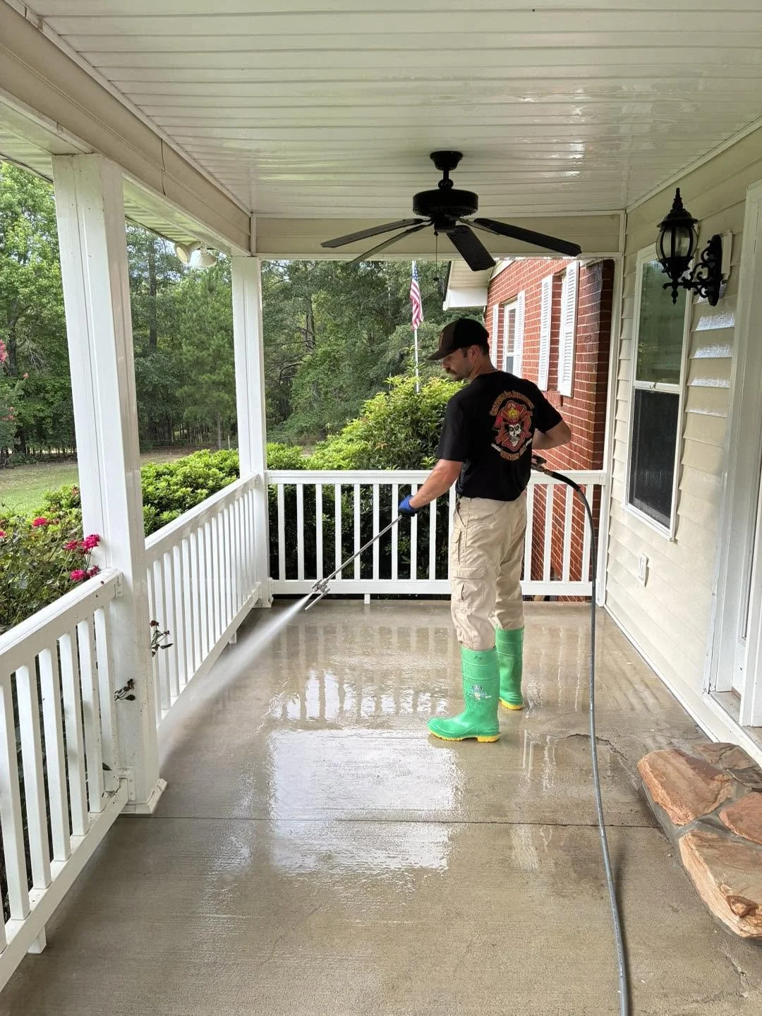 porch pressure washing by Faith & Fire Pressure Washing in Middle Georgia