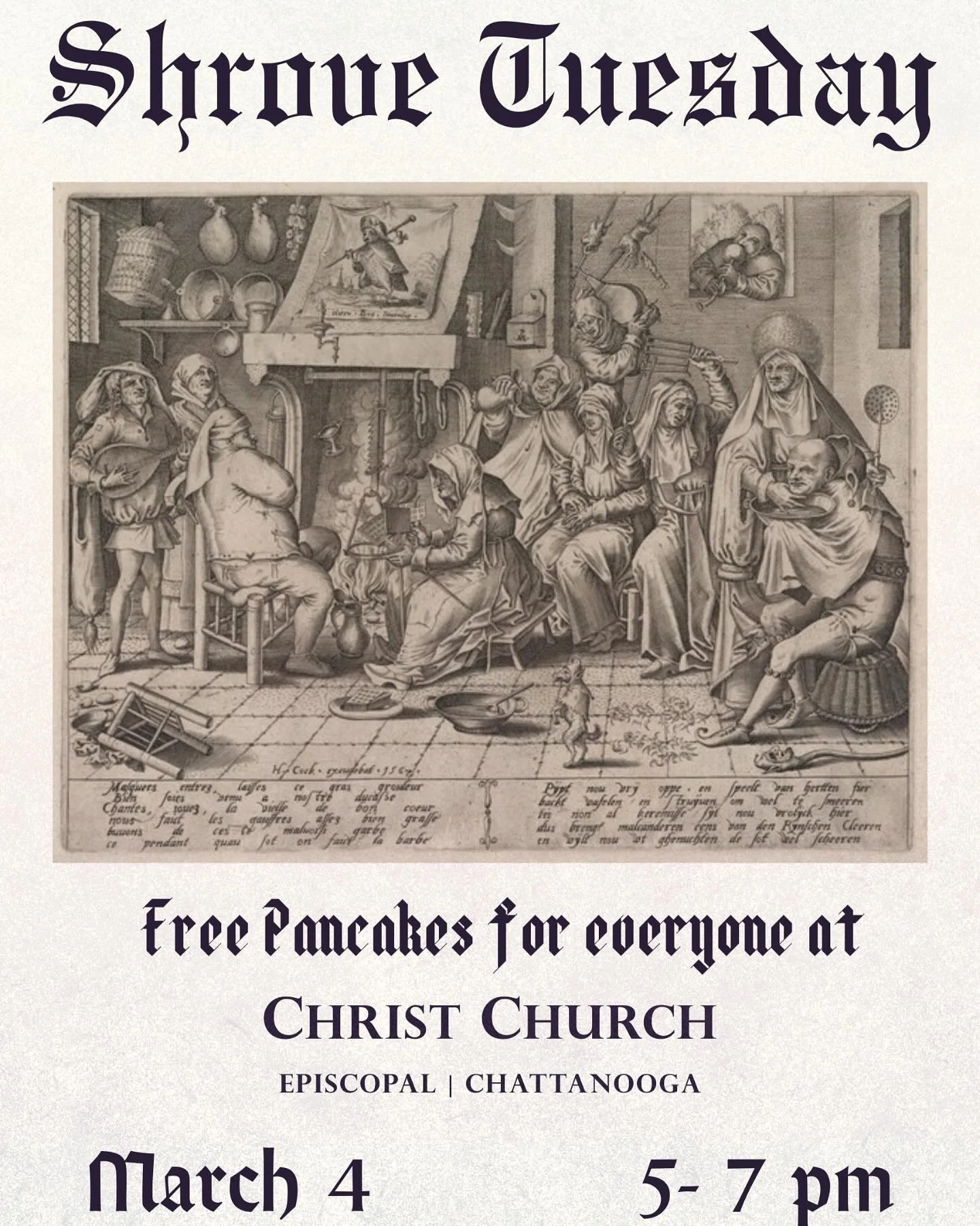 Shrove Tuesday is here! This week, on the 4th from 5-7pm we&rsquo;ll be having free pancakes all night long. Come join us in Fox Hall!