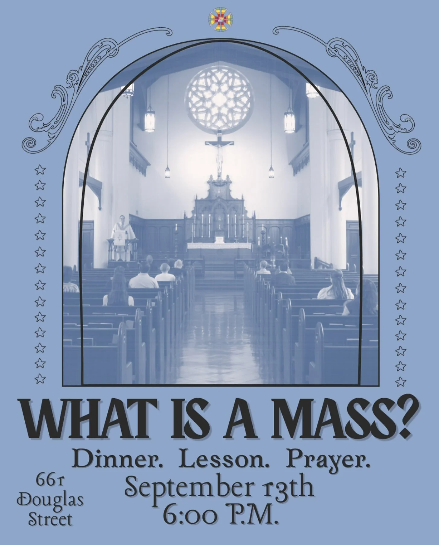 This week we are going over mass at the Episcopal Church! All are welcome to join us Sunday night at 6pm for lesson and discussion while enjoying free dinner and compline prayer!