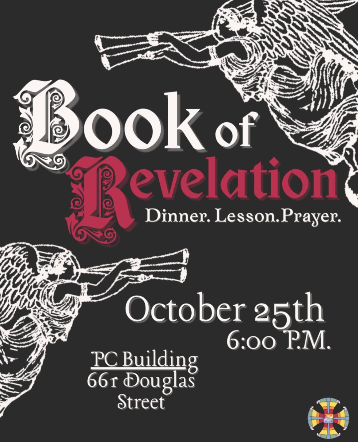 This week, in Project Canterbury we are going over the Book of Revelation! All are welcome to join us Sunday night at 6pm for lesson and discussion while enjoying free dinner and compline prayer!
