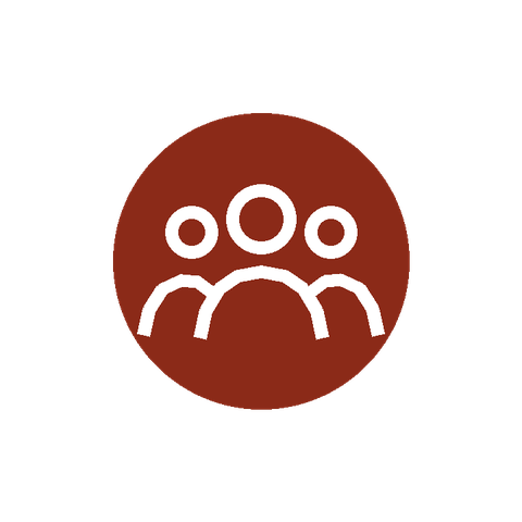 Three people icon representing leading a Bible study group.