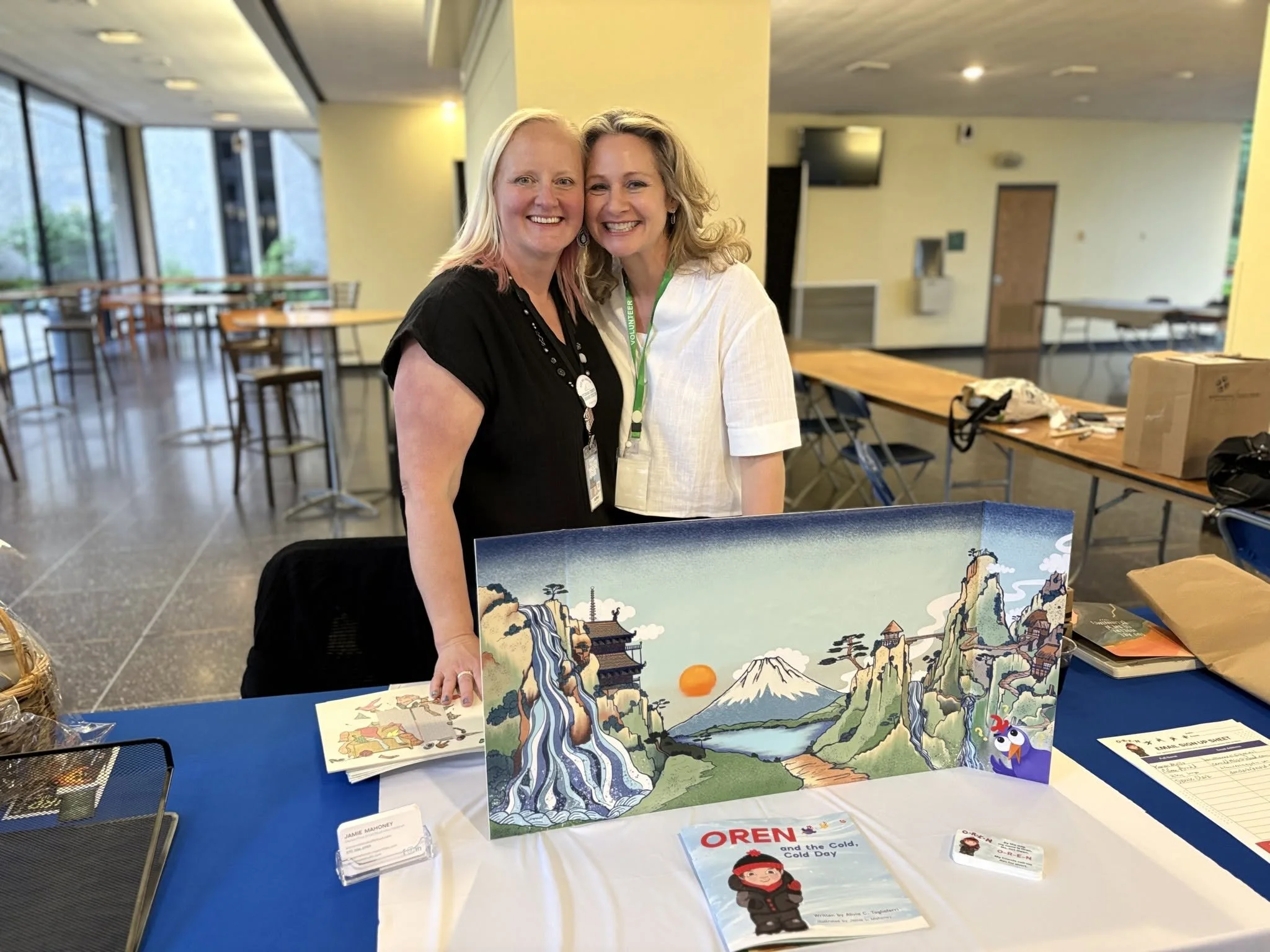 Author Alivia C. Tagliaferri and illustrator Jamie Lynn Mahoney at the 2026 Storytellers Book Fair presented by Lycoming Arts, sharing the Let’s Read Oren children’s book series.