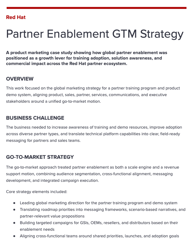 Example Red Hat Partner Enablement GTM