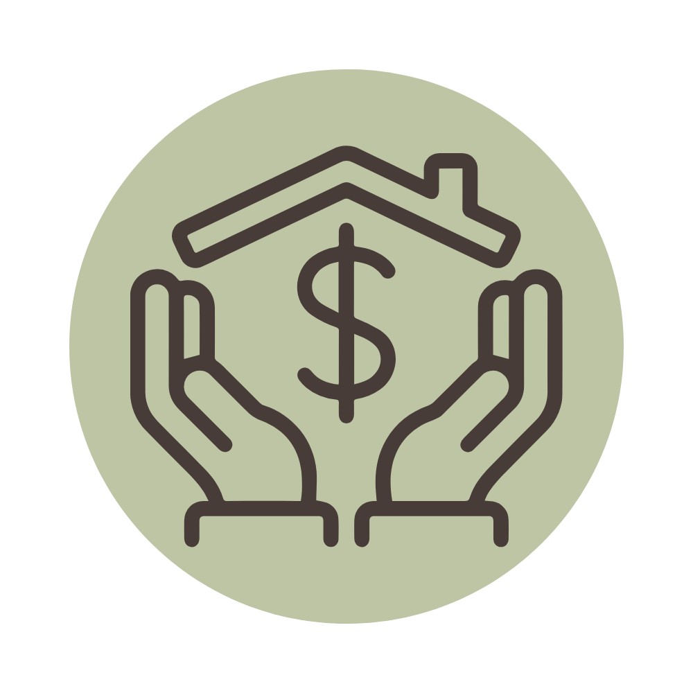 Illustration of two hands holding a house with a dollar sign inside.