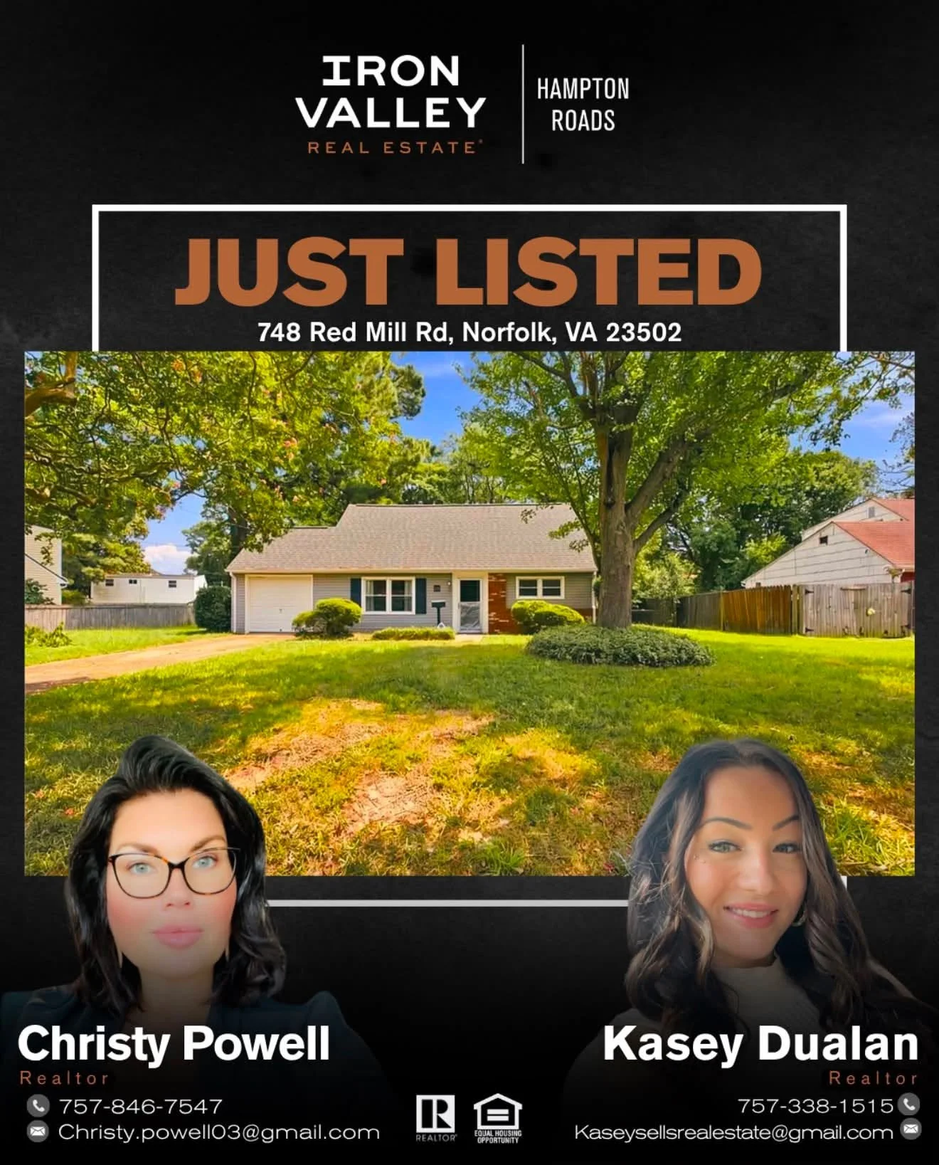 JUST LISTED! 🏡
748 Red Mill Rd, Norfolk, VA

The perfect combination of space, comfort, and convenience! Featuring 4 bedrooms, 2 full baths, updated finishes, granite countertops, and a fantastic location near I-64, I-264, military bases, shopping, 