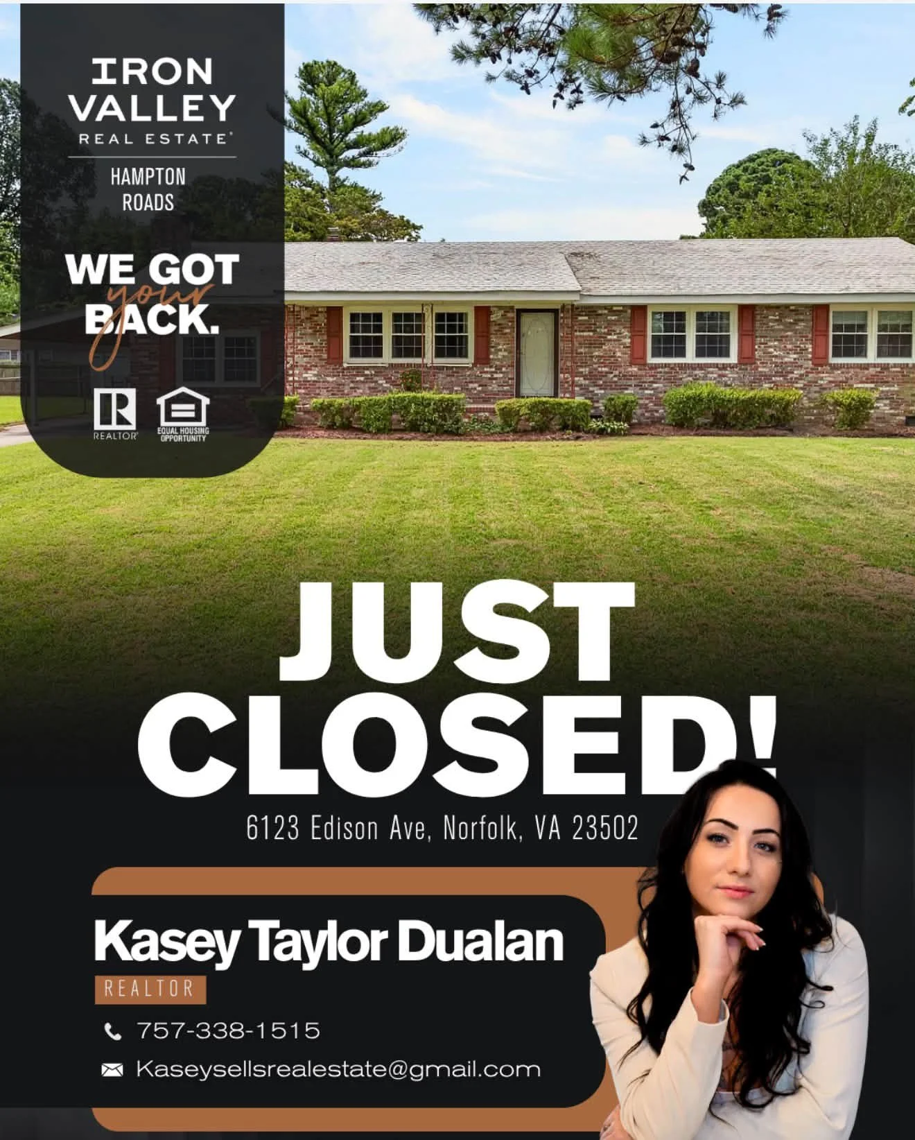 SO HAPPY FOR MY VETERAN BUYER, WE CLOSED YESTERDAY 🏡🔑 Are you ready to take the first step? CALL ME. (757)338-1515 Let&rsquo;s make a plan!! 

#IronValleyRealEstateHR #BetterThanEverLiving #JUSTCLOSED #VAloanexpert 🇺🇸
