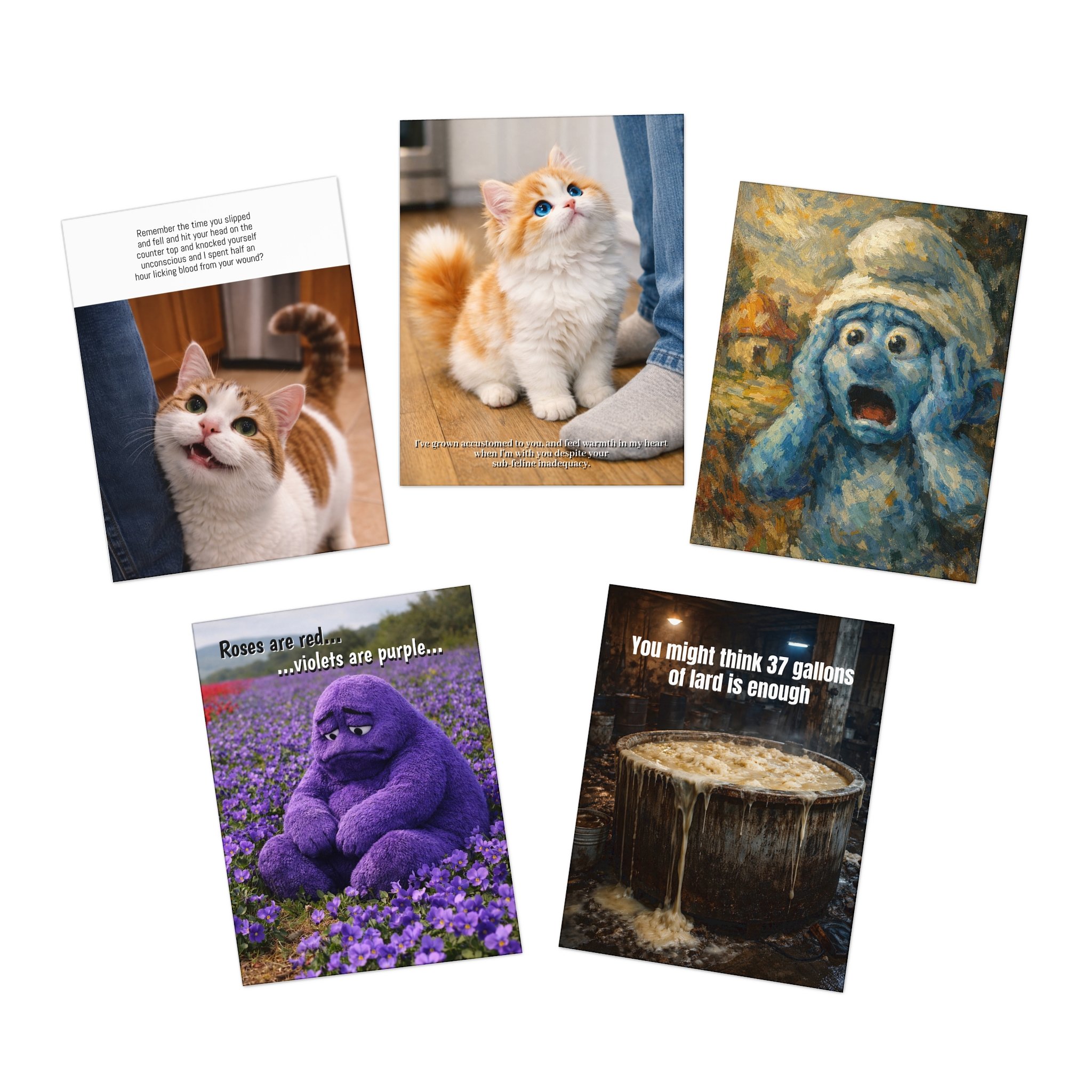 Cards your cat might give you and for lonely schmucks (5-Pack)