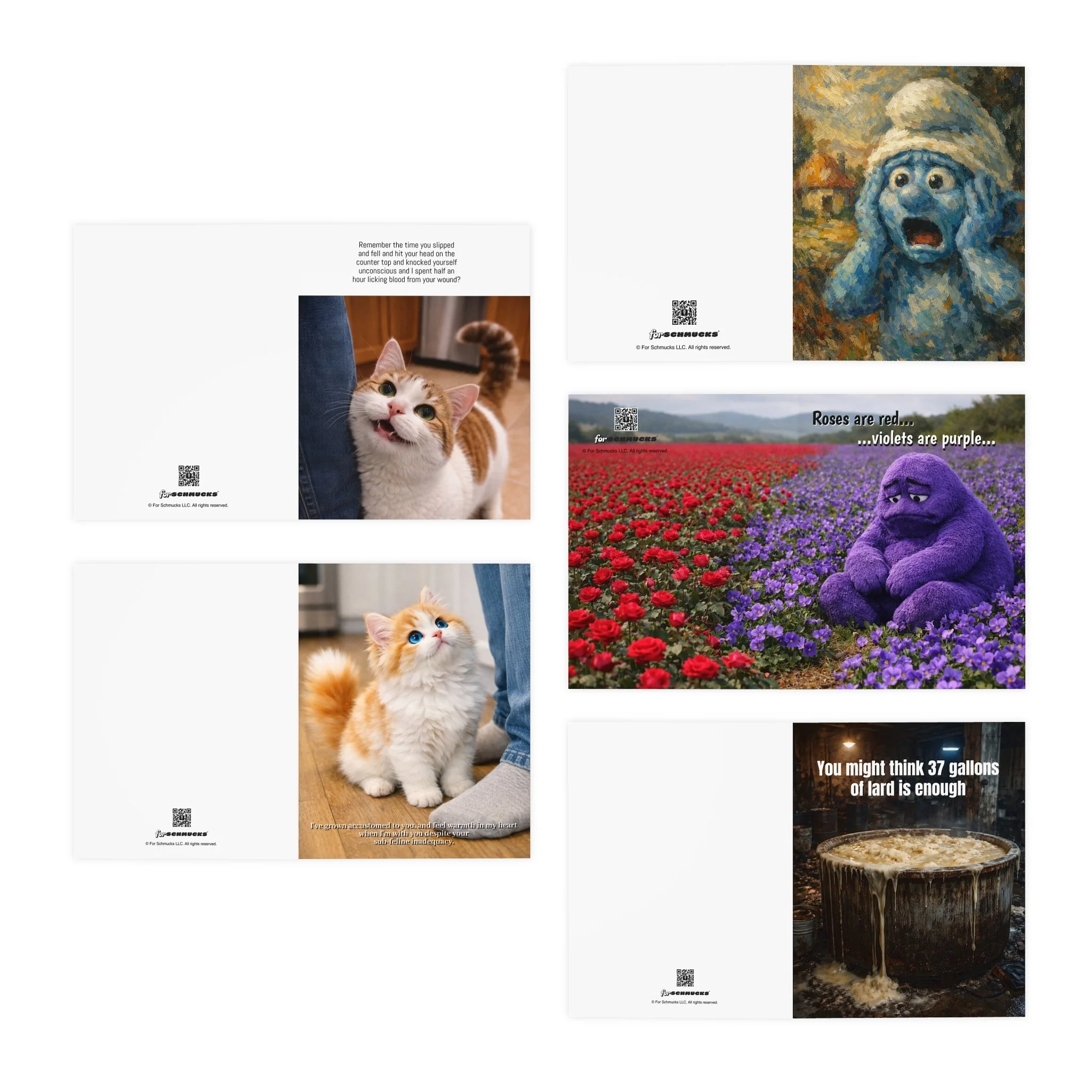Cards your cat might give you and for lonely schmucks (5-Pack)